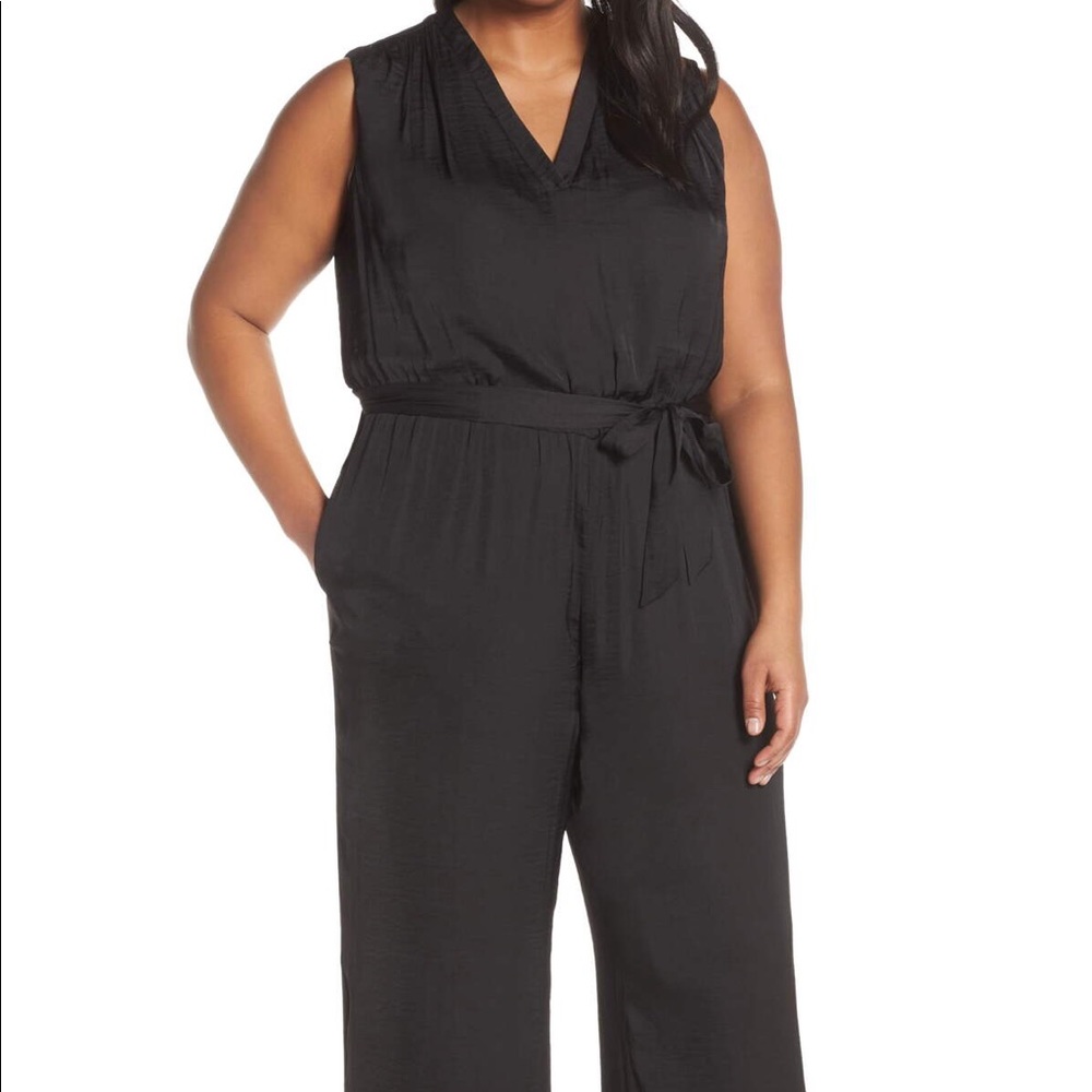 Vince Camuto Rumpled Satin Jumpsuit (Plus Size)
